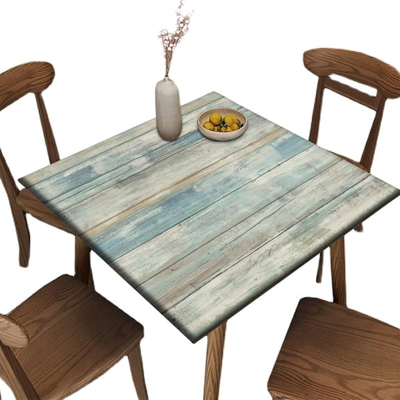 Summer Square Tablecloth, Waterproof Fitted Table Cloth for Outdoor Picnic Indoor, Yellow Lemon Print Wipeable Elastic Fabric Table Cover, Fits Tables up to 42" Square