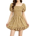 thumbnail image 1 of Summer Squareneck Women Shirred Smocked Short Wide Leg Romper Jumpsuit, 1 of 6