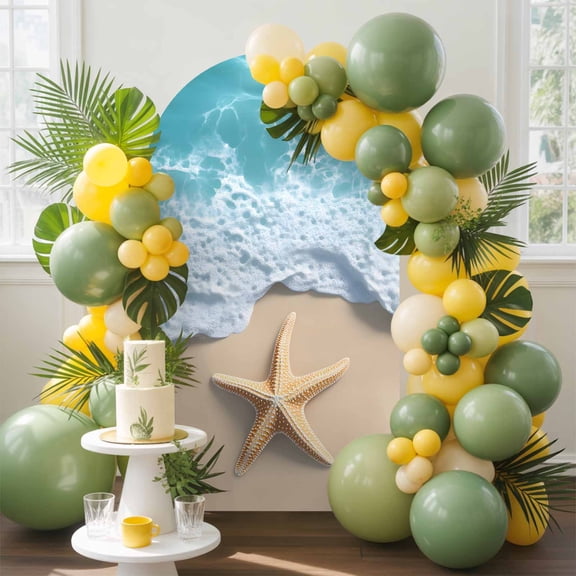 Summer Starfish Arch Backdrop Cover, 7.2FT, Coastal Beach Ocean Nautical Spandex Arch Covers Double-Sided Backdrop for Wedding Birthday Party Photo Background Decoration