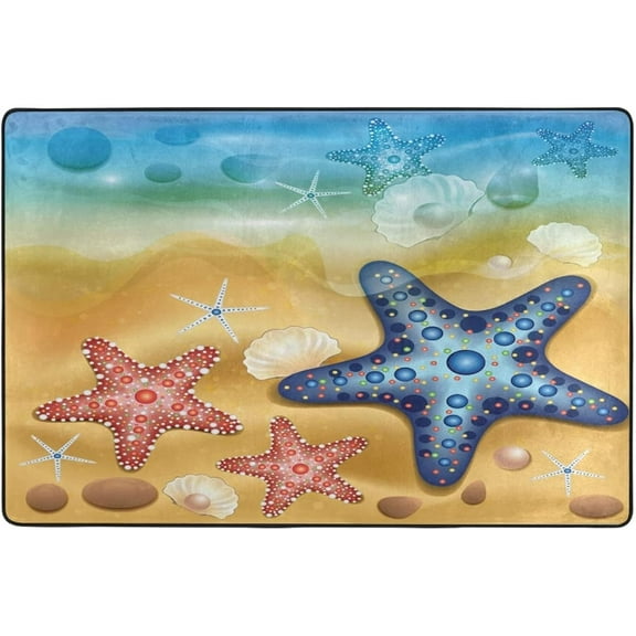 Summer Starfish Beach Theme Indoor Outdoor Welcome Doormat, Entrance Mat Rug Outside Patio for Kitchen Bedroom Rug Durable & Washable-16x24inch