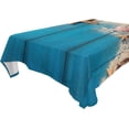 thumbnail image 1 of Summer Starfish Blue Wooden Rectangle Tablecloth, Dust Proof Anti Wrinkle Wipeable Table Cloth Tabletop for of Dinner Kitchen Wedding Holiday Party 60"x90" Home Decor, 1 of 7