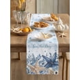 thumbnail image 1 of Summer Starfish Gradient Blue Table Runner 13x90in Non-Slip Cotton Linen Table Runners, Seaside Beach Shells Dresser Scarves TableRunner for Dinner Kitchen Dining Wedding Party, 1 of 9