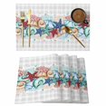 thumbnail image 1 of Summer Starfish Placemats Set of 4, Blue Coral Beach Couch Coastal Grey Plaid Placemats for Dining Table, Place Mats for Kitchen Tabletop, Waterproof Wipeable Dining Table Mats Set, 1 of 9