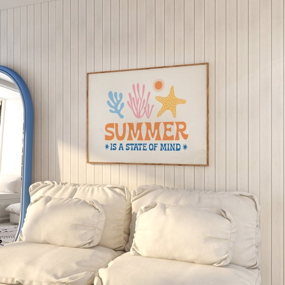 Summer Is A State Of Mind, Beachy Poster, Retro Summer Poster, Boho Floral Summer Posters, Summer Art, Summer Beach House Decor, Unframed Poster Size 8x12