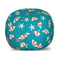 thumbnail image 1 of Summer Storage Toy Bag Chair, Holiday Theme with Beach Umbrellas and Starfish Vacation Graphic, Stuffed Animal Organizer Washable Bag, Small Size, Petrol Blue Coral Cream, by Ambesonne, 1 of 3