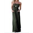 thumbnail image 1 of Summer Strapless Off the Shoulder Solid Color Women Long Party Maxi Dress with Pocket, 1 of 4