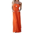 thumbnail image 1 of Summer Strapless Off the Shoulder Solid Color Women Long Party Maxi Dress with Pocket, 1 of 2