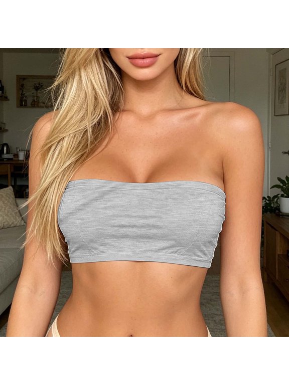 Summer Strapless Tube Top Camisole Undershirt For Students Plus Size Casual Daily WearGreyXXL