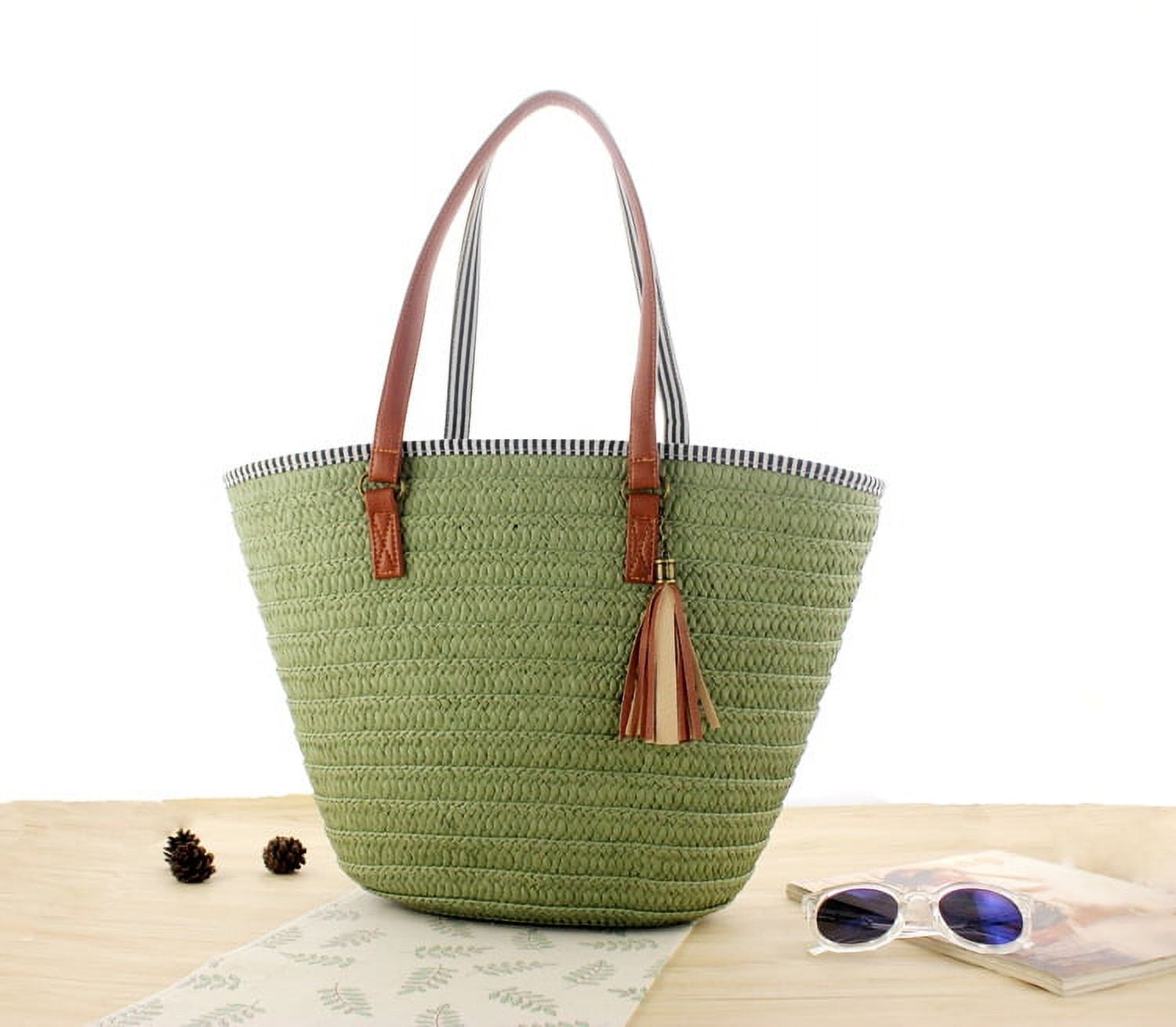 TOFUNTOY Large Straw Tote Bag for Women Straw Beach Bag, Straw  Handbags for Women, Summer Bags for Women Trendy, Women Large Beach Straw  Woven Zipper Closure Tote Bag