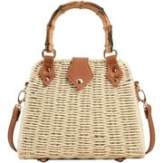 ESUNARTY Summer Straw Bag for Women Beach Rattan Top-Handle Purse Straw Crossbody Clutch Bags Handwoven Tote Handbag 2024