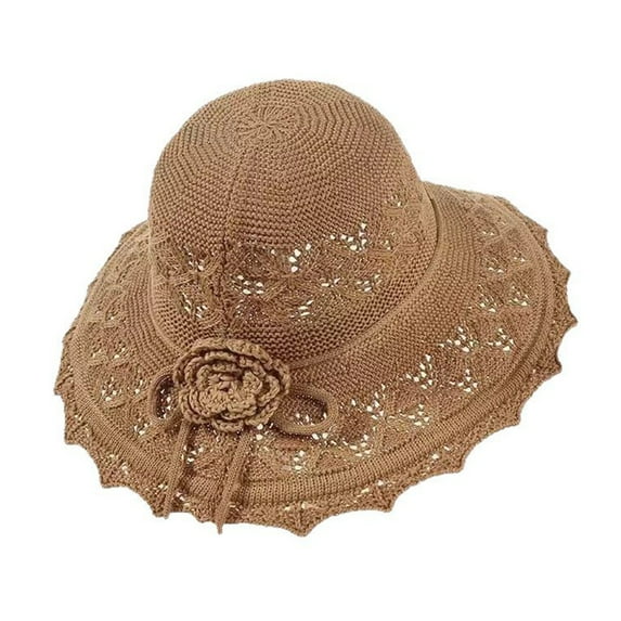 Summer Straw Beach Hat for Women UPF 50 Floppy Wide Brim Sun Protection Hat Foldable Travel Bucket Hat