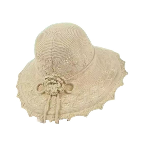 Women Wide Brim Straw Hat Summer Beach Sun Hat Foldable Lady Braided Floppy Hat for Outdoor Travel Vacation