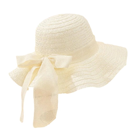 Summer Straw Beach Sun Hats For Women Foldable Uv Protection Wide Brim Hat Breathable Lightweight Floppy Cap With Long Ribbon Travel Summer Wind Performance Props For Youth Men Women