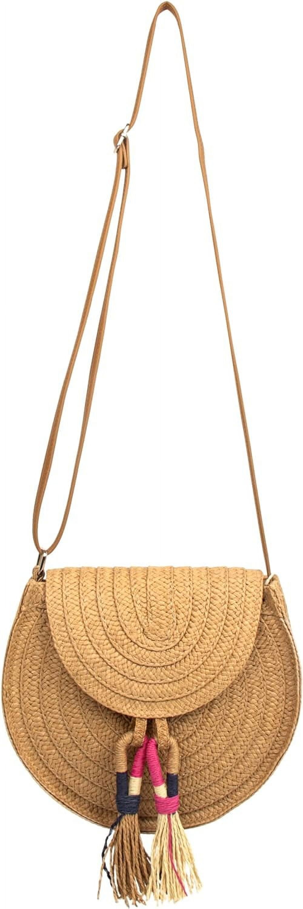 Summer Straw Crochet Beach Bag Woven Crossbody Boho Purse for Women Trendy