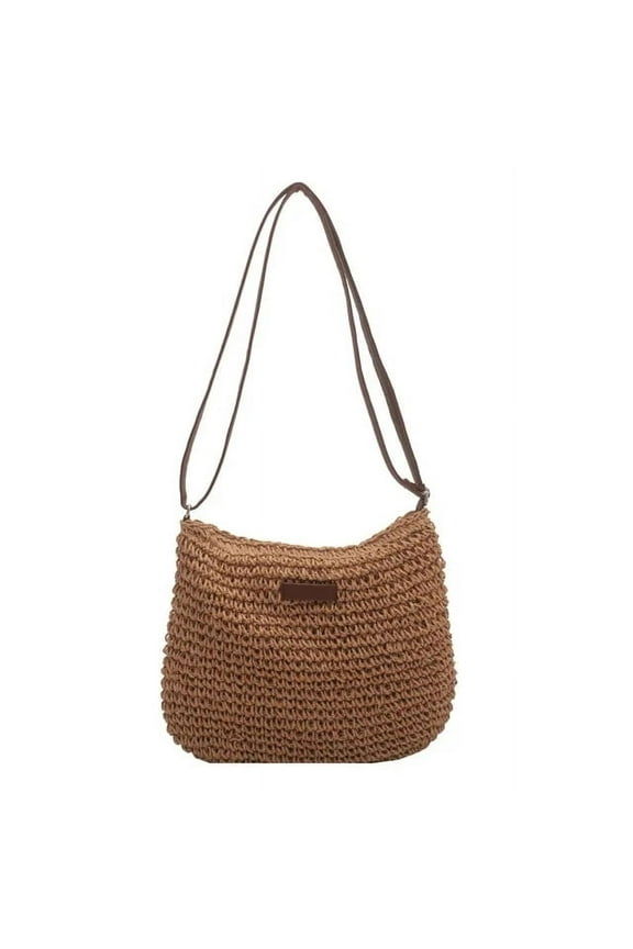 Summer Straw Crossbody Bag Women Beach Woven Shoulder Handbag Purse