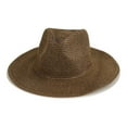 thumbnail image 1 of ZQUUVOU Women Straw Panama Hat Travel Fedora Beach Sun Hat Wide Brim Straw Roll up Hat Flat Top Hat Foldable Packable Beach Hat Brown, 1 of 4