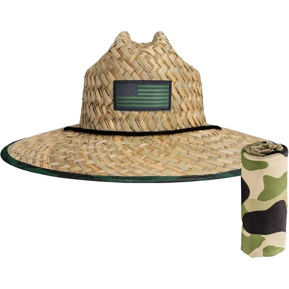 Summer Straw Hats Mens Women's Printed Pattern Sun Hat Straw Beach Hat for UV Sun Protection with 1 UV Face Shield