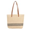 thumbnail image 1 of Summer Straw Shoulder Bags Women Striped Woven Beach Shopper Travel Handbag, 1 of 10