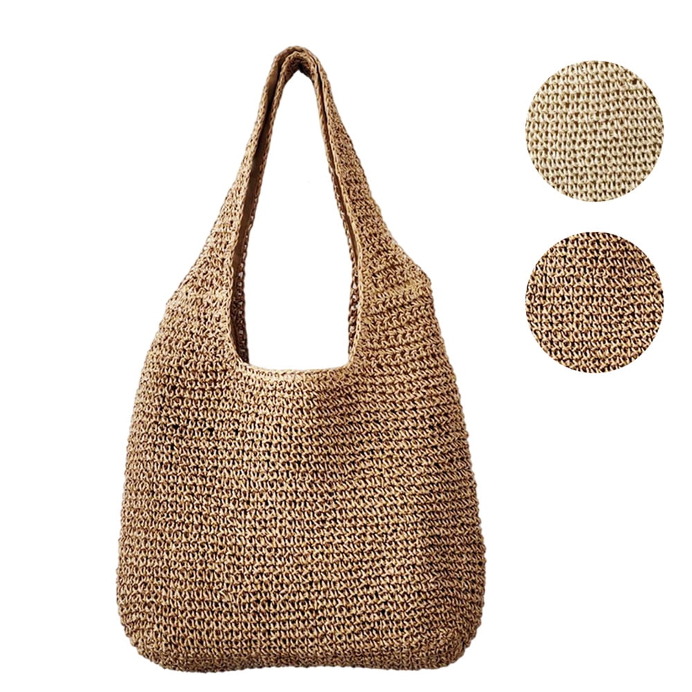 Summer Straw Shoulder Bags for Women Handmade Vintage Beach Bags Woven