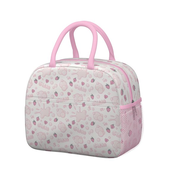 Summer Strawberry Reusable Lunch Box - Waterproof & Lightweight, Leakproof Thermal Bag with Reinforced Handles, Ideal for Women, Men, Daily Meal Prep