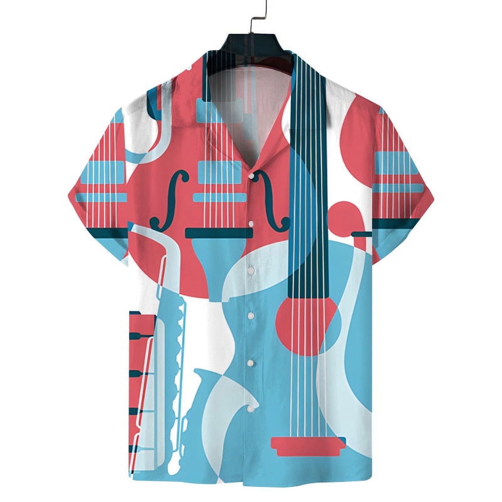 Summer Street Hip Hop Musical Instrument Pattern Shirts Harajuku ...