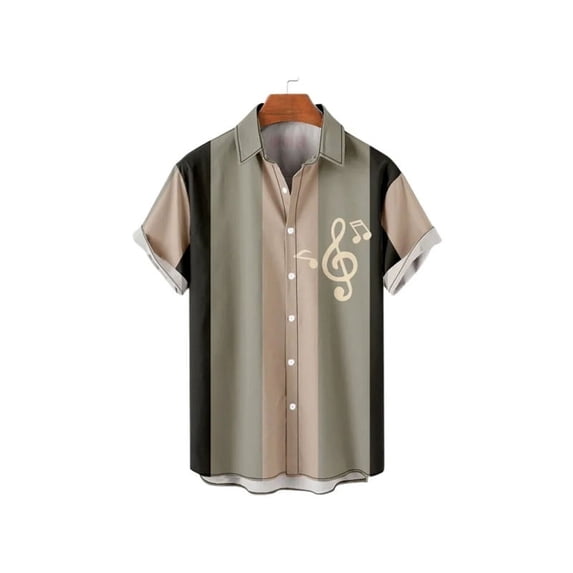 Summer Strip Print Shirts For Men Clothing New Hawaiian Harajuku Short Sleeve Blouse y2k Tops Outdoor Casual Lapel T-shirt