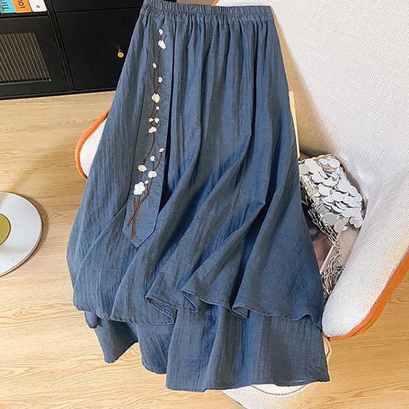 Summer Stripe Chiffon Skirts for Women Women's Summer Elastic Waist Stripe Chiffon Half Skirt Women's Large Size Breathable Vacation Skirts