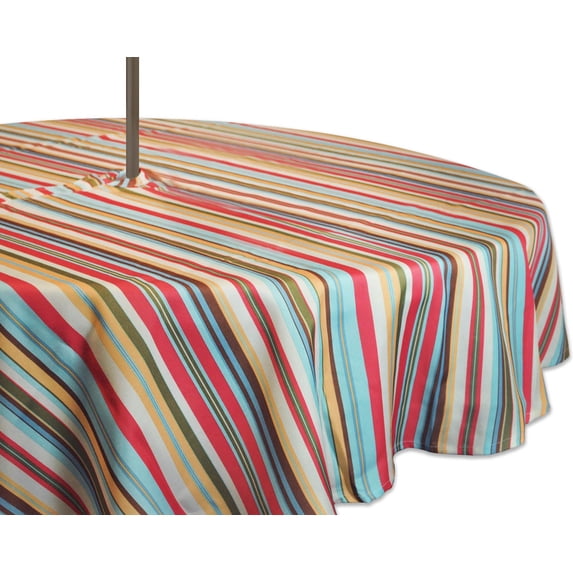 Summer Stripe Outdoor Tablecloth With Zipper 60 Round