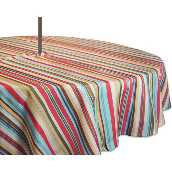 Summer Stripe Outdoor Tablecloth With Zipper 60 Round