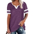 thumbnail image 1 of Summer Striped Short Sleeved Women V-Neck Casual Shirt Tee Tops, 1 of 3