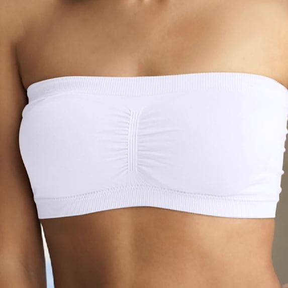 FAZVAOO Women's Strapless Bra One Piece Bra Everyday Underwear Bandeau (White,1 pack,Size S-3XL)