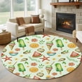 thumbnail image 1 of Summer Style Round Living Room Rugs 8 ft, Watercolor Lemon Starfish Popsicle Shell Washable Large Area Rug with Non-Slip Sturdy Edge Binding Round Carpet for Dining Room Kitchen Office, 1 of 9