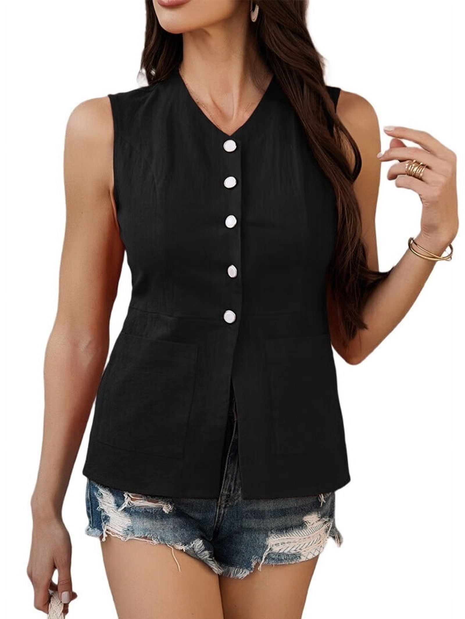 women's black dress vest Edwards 7496 Ladies' Dress Lapel Vest - Black