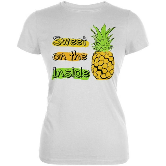 Summer Sun - Be a Pineapple - Sweet on the Inside Juniors Soft T Shirt White SM