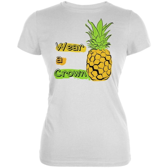 Summer Sun - Be a Pineapple - Wear a Crown Juniors Soft T Shirt White MD