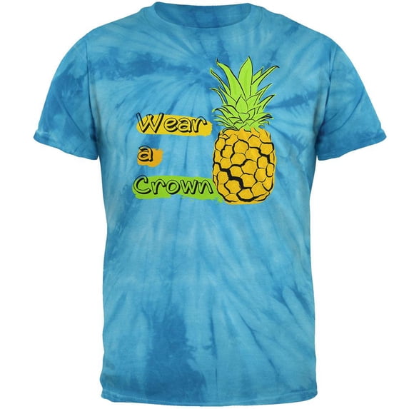 Summer Sun - Be a Pineapple - Wear a Crown Mens T Shirt Pinwheel Blue Tie Dye X-LG