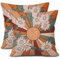 thumbnail image 1 of Summer Sun Daisy Floral Pillow Covers 18X18 Inch Set of 2 Vintage Flowers Burnt Orange Green Decorative Square Pillow Cases Farmhouse Seasonal Cushion Case Home Decor for Sofa Couch Bedroom Outdoor, 1 of 6