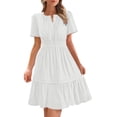 thumbnail image 1 of Summer Sun Dresses for Womens 2026 Plus Size Fashion Casual Solid Color Sleeveless Fold Self Tie Front Pleated Mini Sundress Beach Vacation Dress With Pocket, 1 of 9