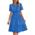 thumbnail image 1 of Summer Sun Dresses for Womens 2026 Plus Size Fashion Casual Solid Color Sleeveless Fold Self Tie Front Pleated Mini Sundress Beach Vacation Dress With Pocket, 1 of 9