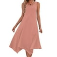 thumbnail image 1 of Summer Sun Dresses for Womens 2026 Plus Size Fashion Sleeveless Round Neck Drawstring Casual Ruffle A-Line Mini Dress, 1 of 8