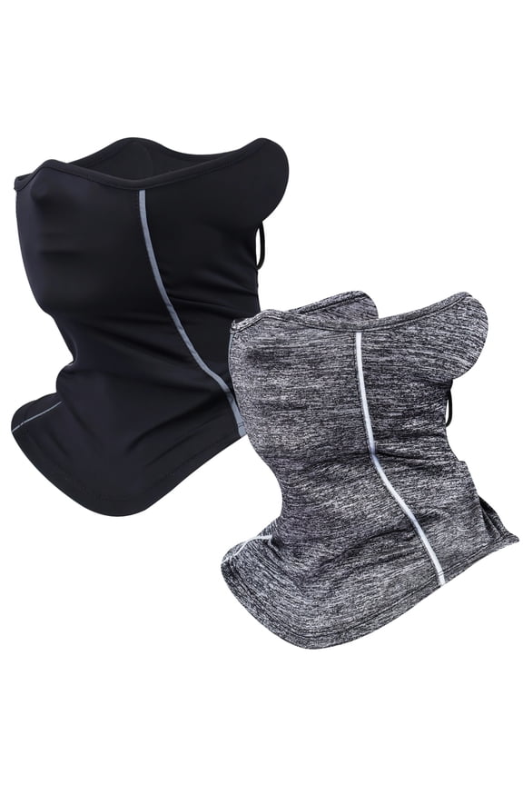 Summer Sun Face Mask Neck Gaiter for Sun Protection, 2 Pcs Cooling Face Cover for Outdoor Sports, UPF 50+, Breathable, Adjustable, Reflective Strips, Windproof for Cycling, Hiking, Fishing
