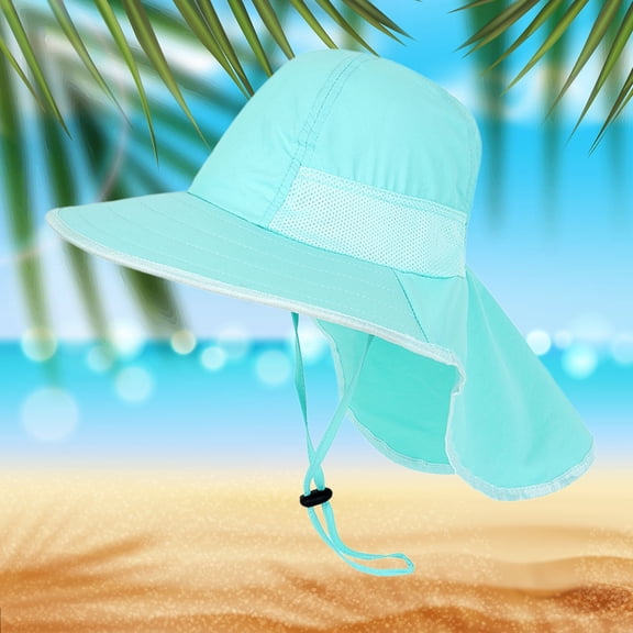 Summer Sun Hat for Kids Wide Brim Outdoor Gardening Cap Boy Girl Lightweight Breathable Adjustable Neck
