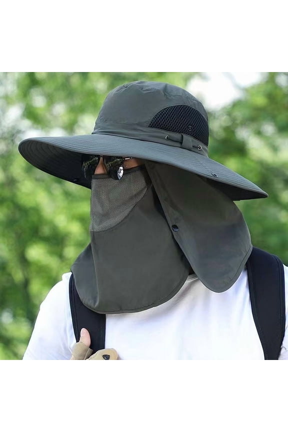 Summer Sun Hats UV Protection Outdoor Hunting Fishing Cap for Men Women Hiking Camping Visor Bucket Hat Removable Fisherman Hat Sun Cap with UPF 50+ Sun Protection and Neck Flap,for Man and Women