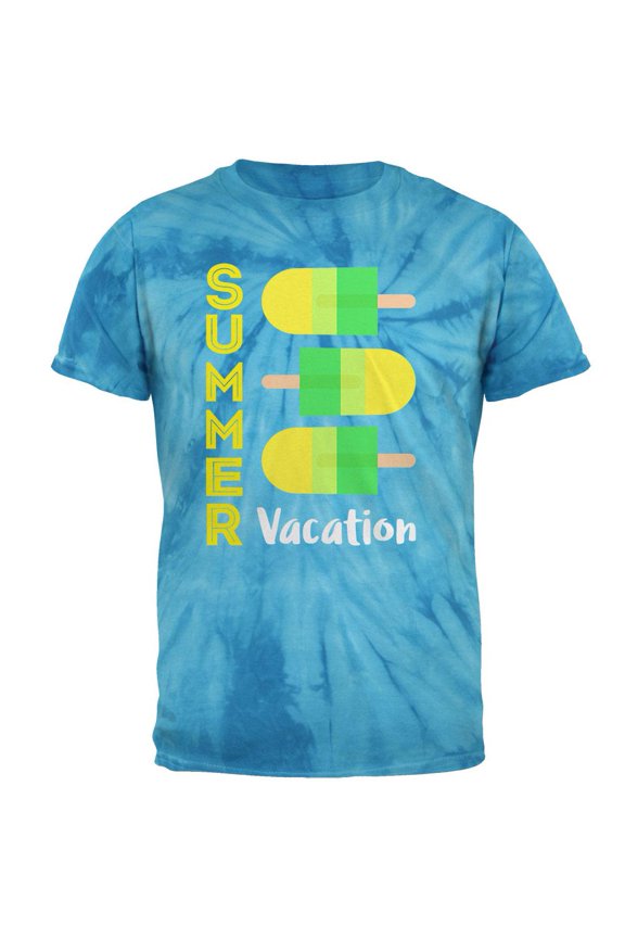 Summer Sun Ice Pop Summer Vacation Mens T Shirt Pinwheel Blue Tie Dye X-LG