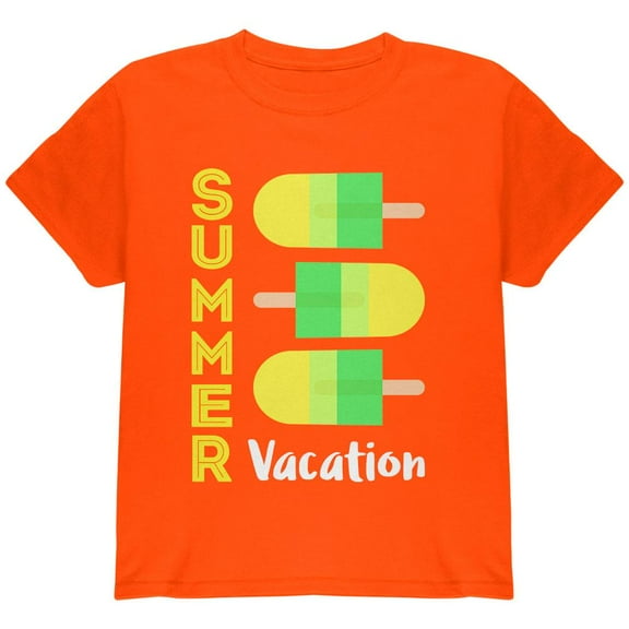 Summer Sun Ice Pop Summer Vacation Youth T Shirt Orange YLG