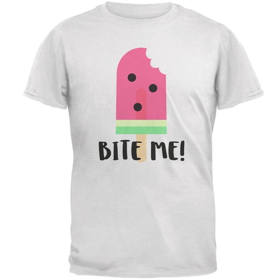 Summer Sun Ice Pop Watermelon Bite Me Mens Soft T Shirt White MD