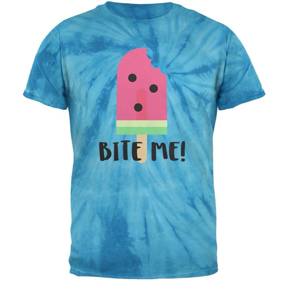 Summer Sun Ice Pop Watermelon Bite Me Mens T Shirt Pinwheel Blue Tie Dye LG