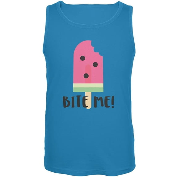 Summer Sun Ice Pop Watermelon Bite Me Mens Tank Top Turquoise SM