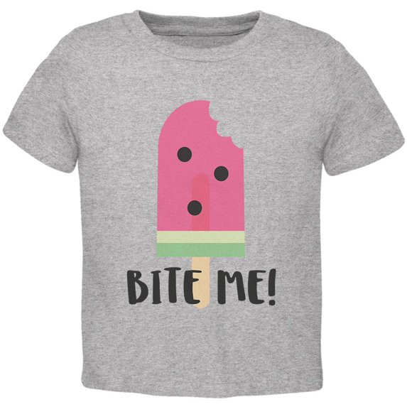 Summer Sun Ice Pop Watermelon Bite Me Toddler T Shirt Heather 4T
