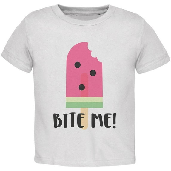Summer Sun Ice Pop Watermelon Bite Me Toddler T Shirt White 3T